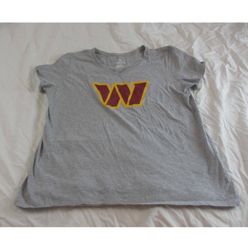 Fanatics Washington Commanders Women's Logo V-Neck T-Shirt XL Gray NFL